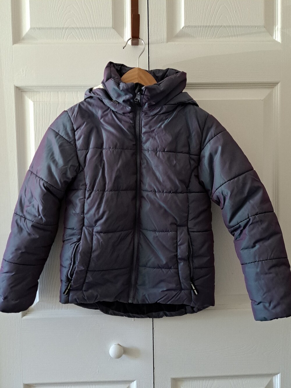 all in motion Kids Iridescent Purple-Gray Puffer Jacket with Hood